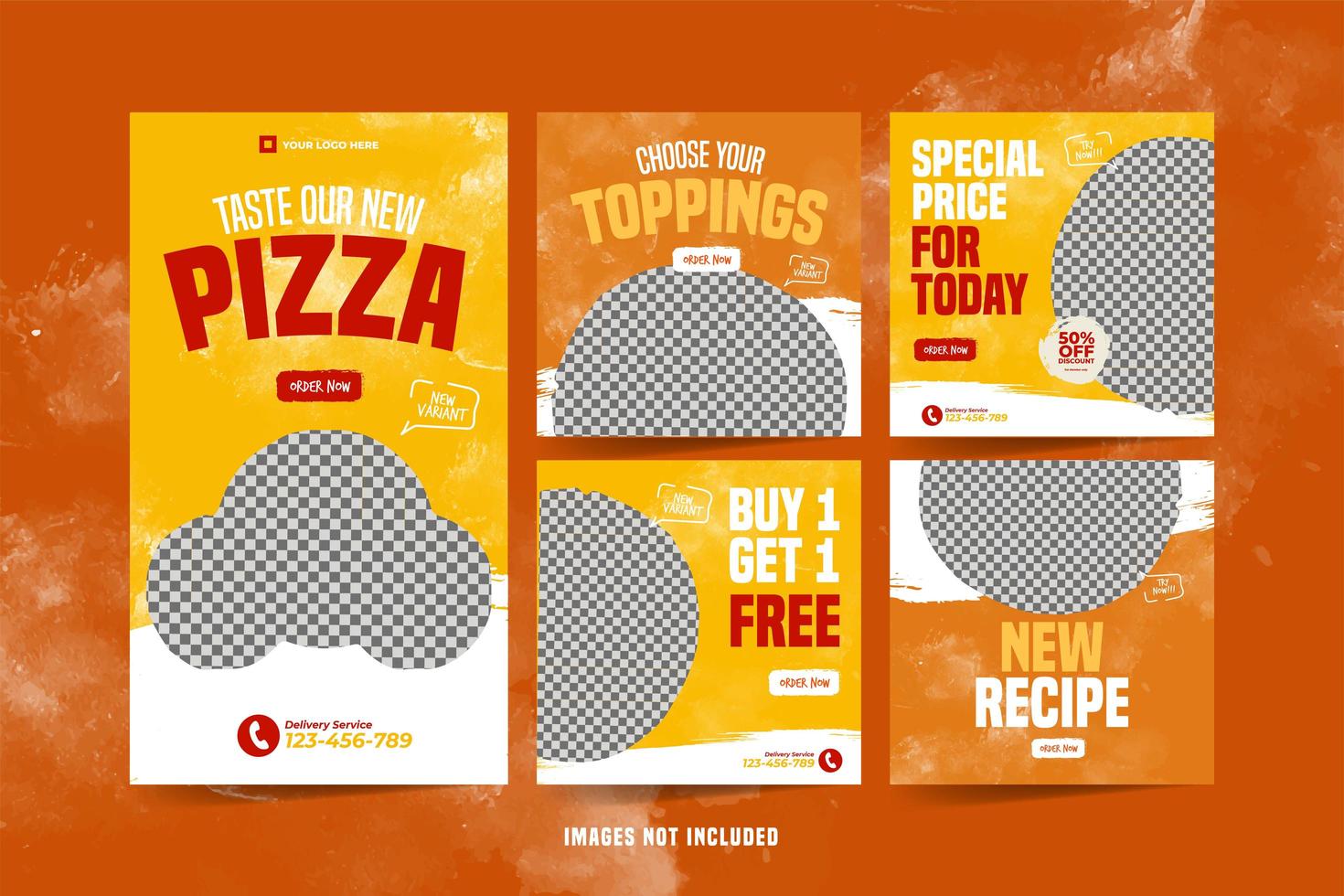 Pizza Banner for Social Media Advertising Template Set vector