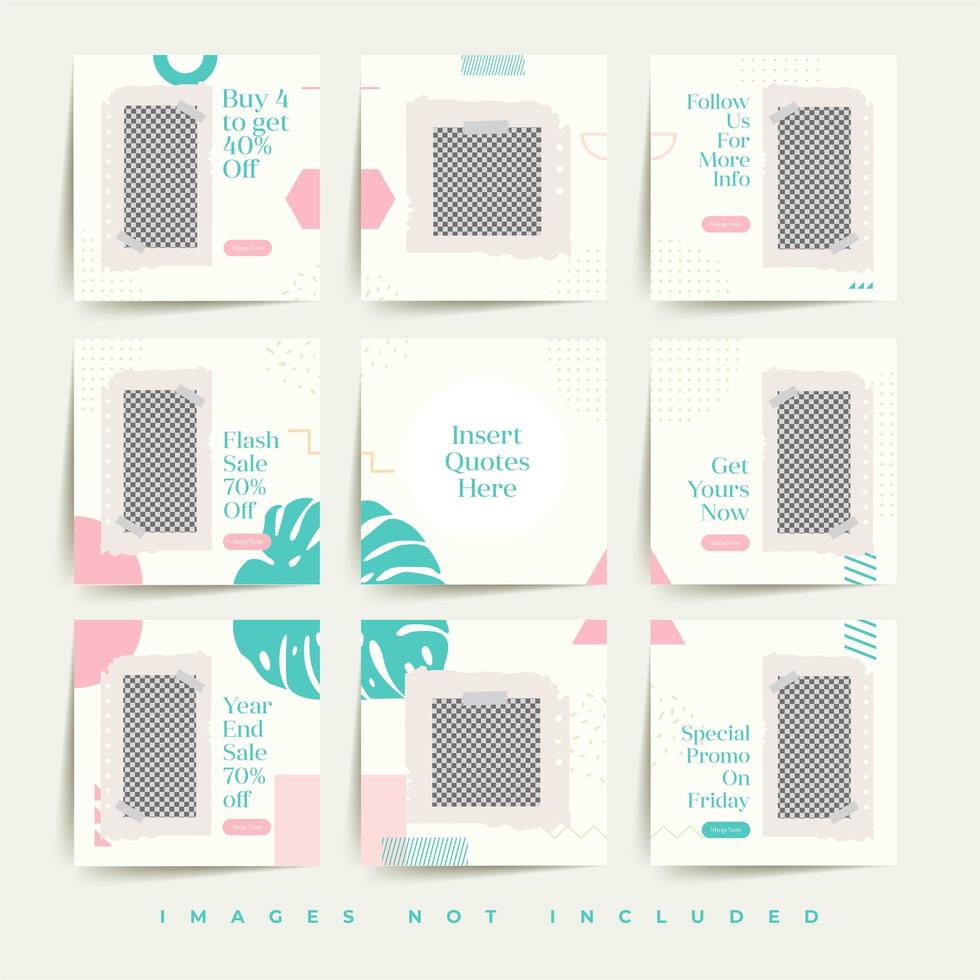 social media puzzle frame grid post template for fashion sale promotion Premium Vector