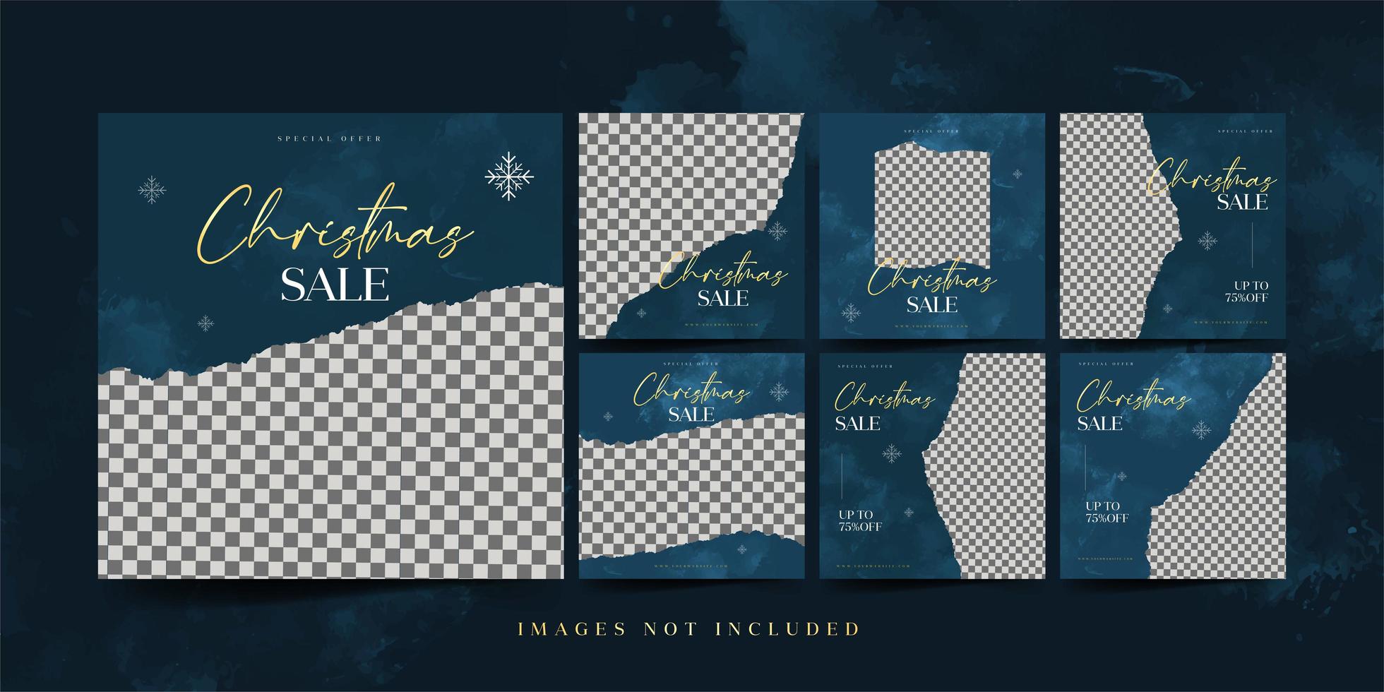 Christmas Fashion Sale Social Media Template Set vector