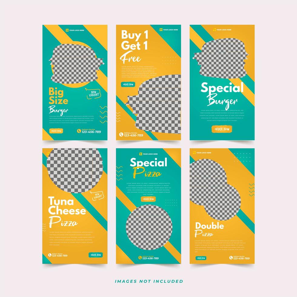 Fast Food Banner for Social Media Advertising Template Set vector