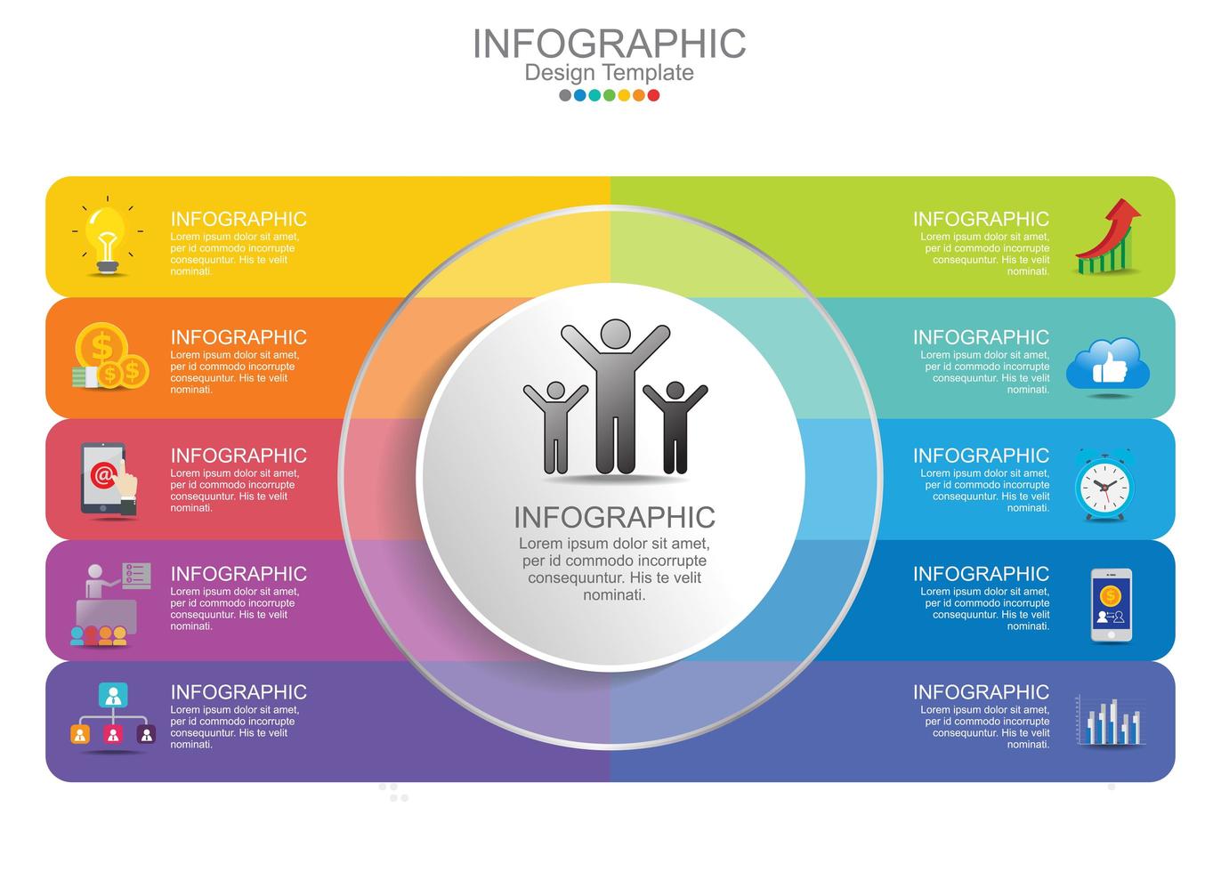 Elementos de gráfico de infografías de negocios de 10 pasos. vector