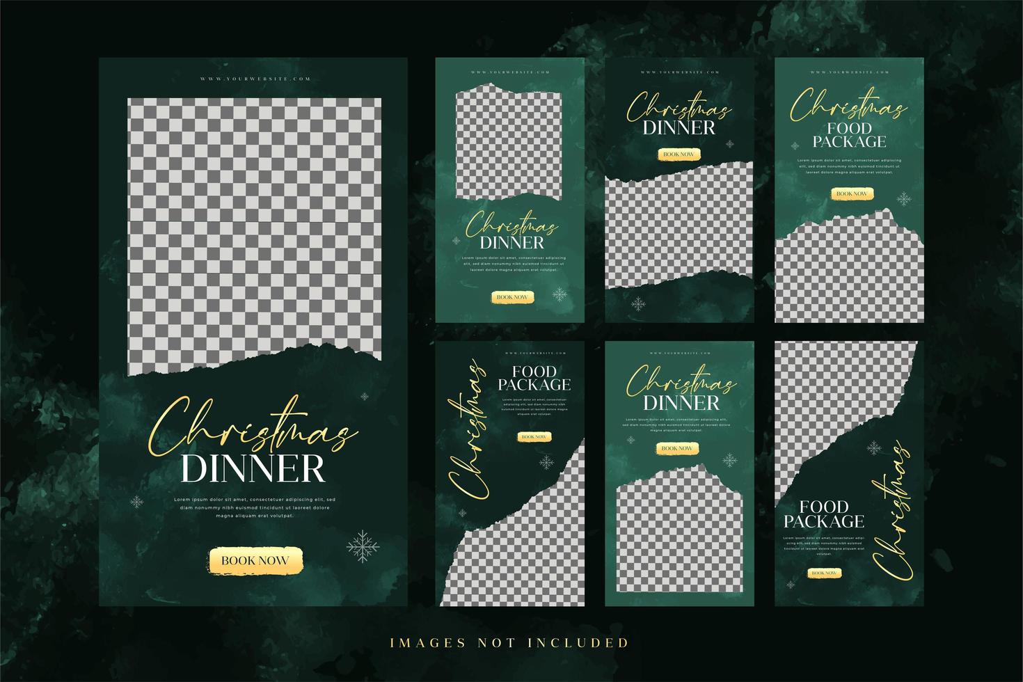 Plantilla de banner de cena de comida navideña para publicidad en redes sociales vector