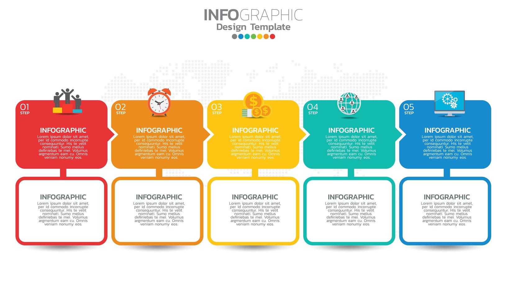 Timeline infographic template with 5 sections vector