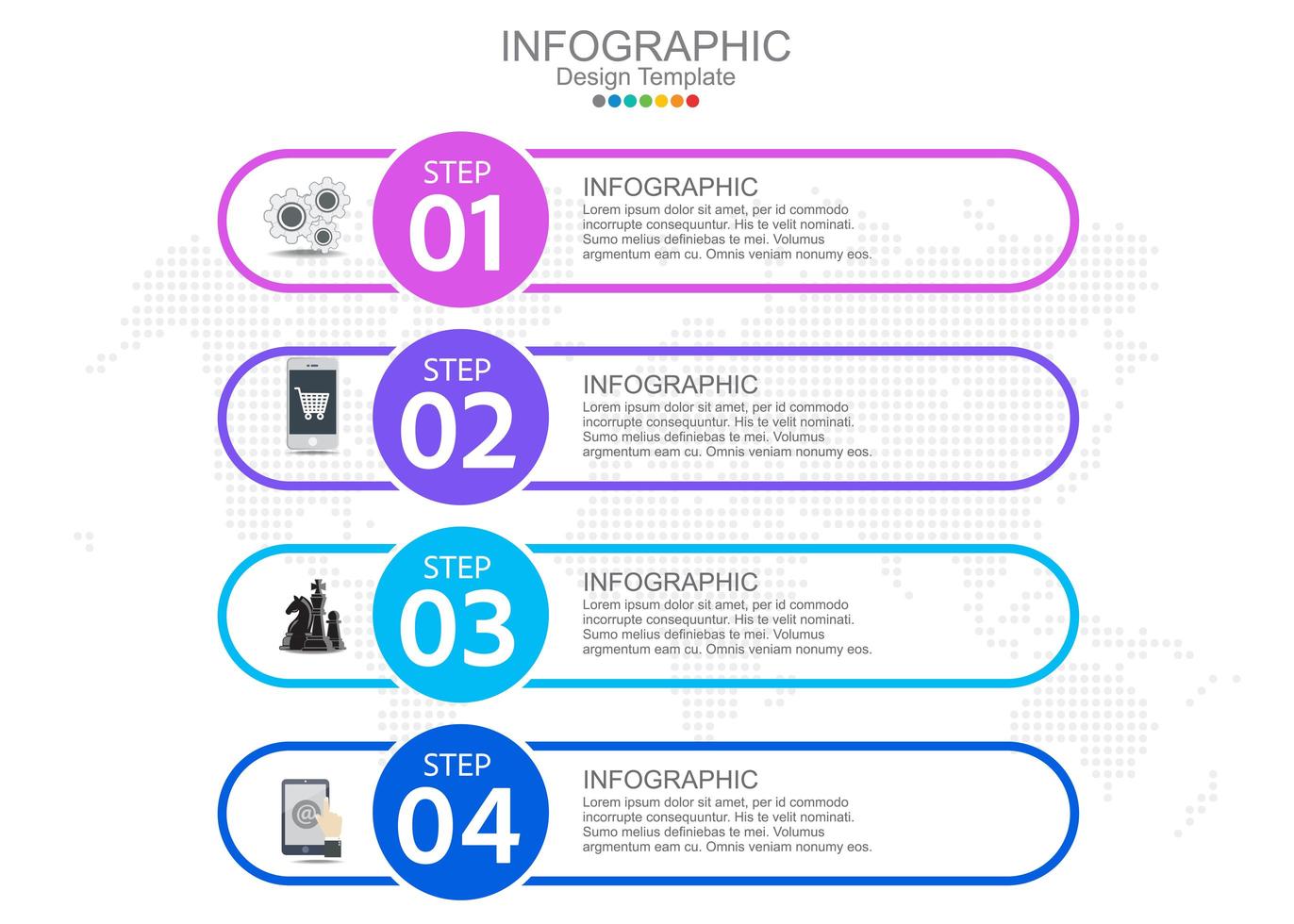 Vector infographic template with four options and icons.