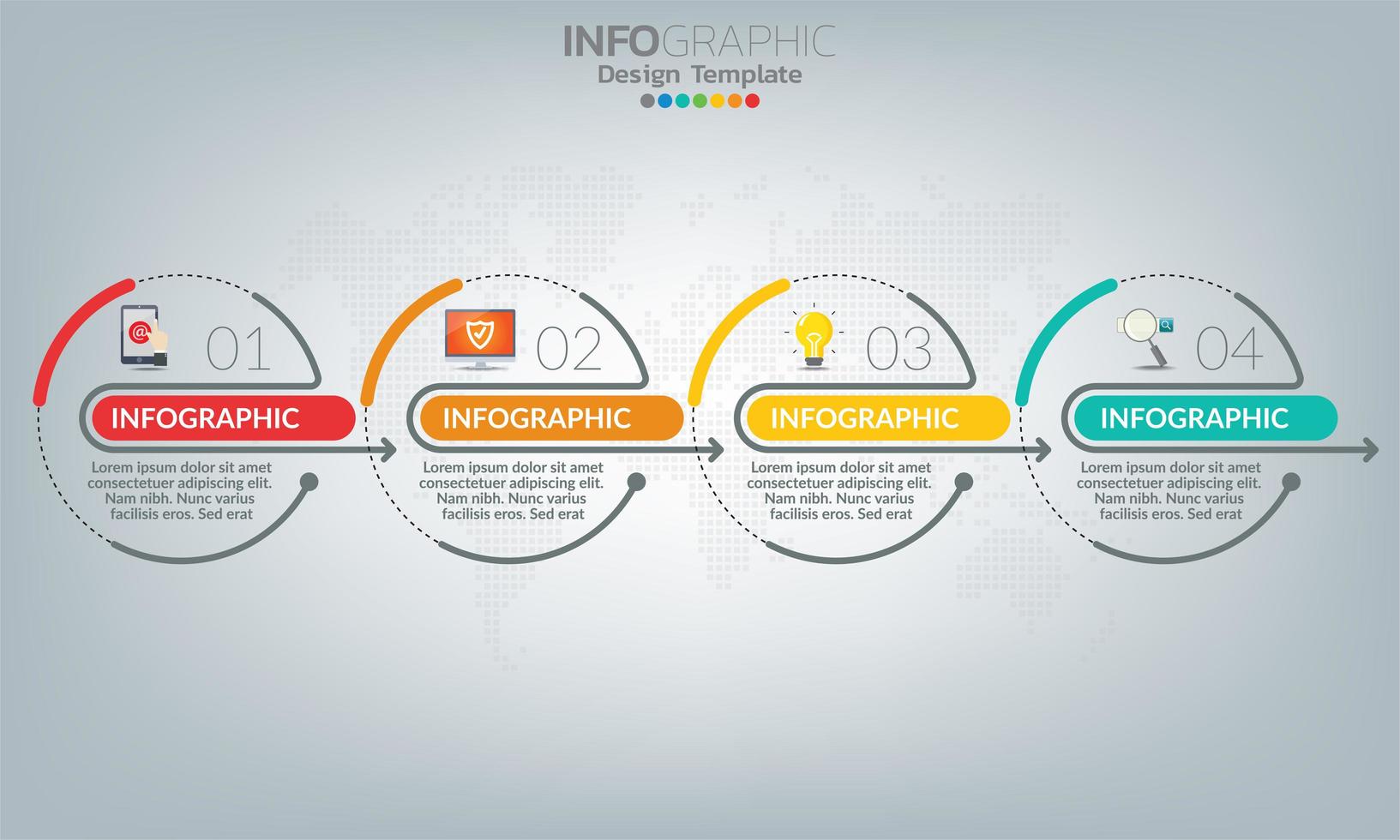 Business infographic elements with 4 sections or steps vector