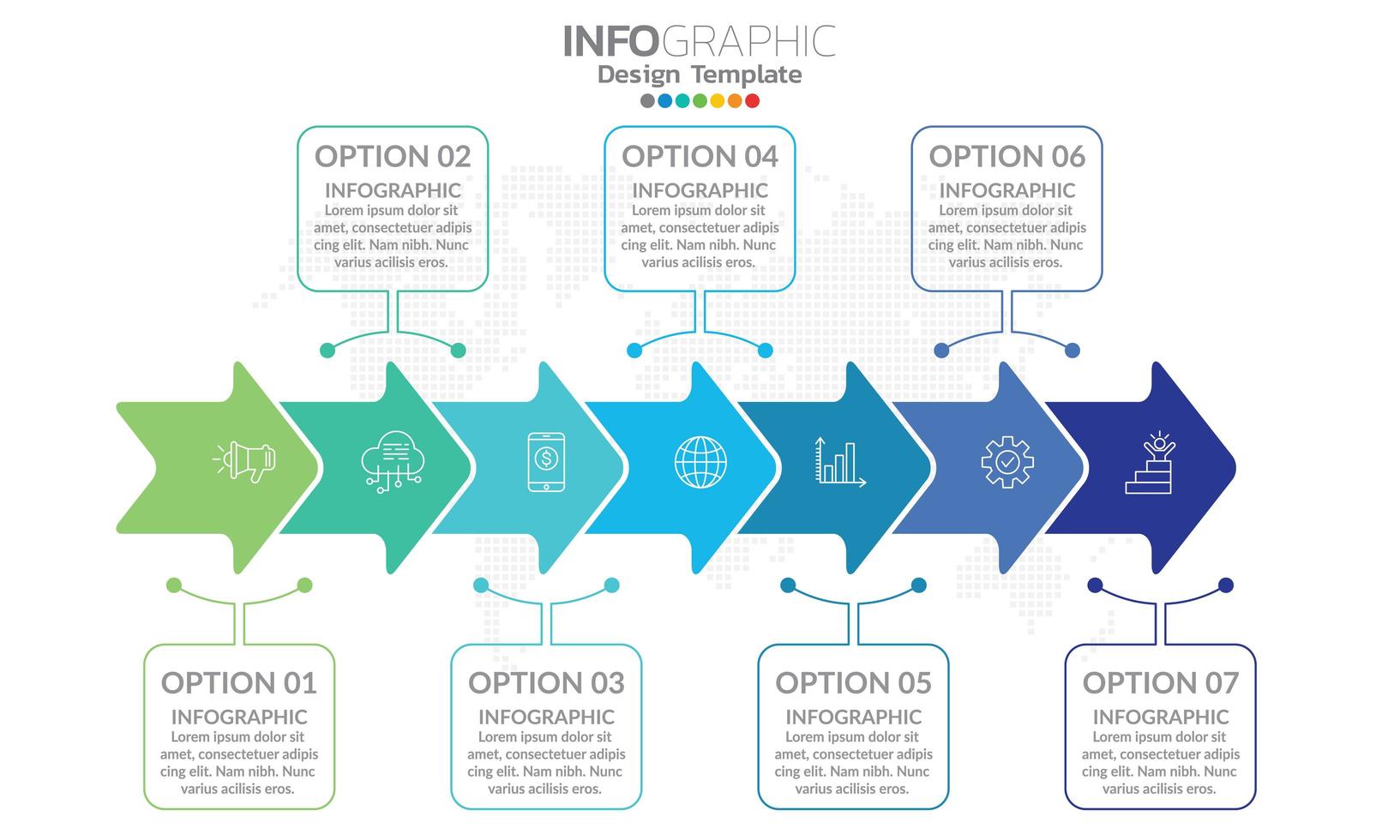 Business infographic elements with 7 sections or steps vector