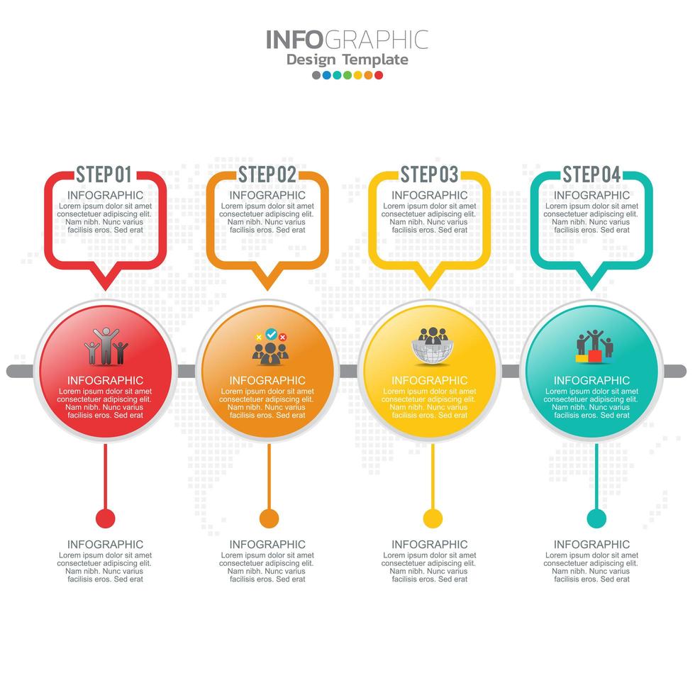 Business infographic elements with 4 sections or steps vector