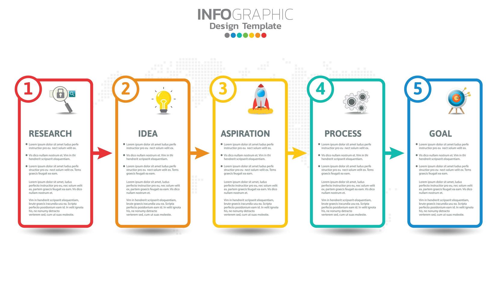 Elementos de infografía empresarial con 5 secciones o pasos. vector