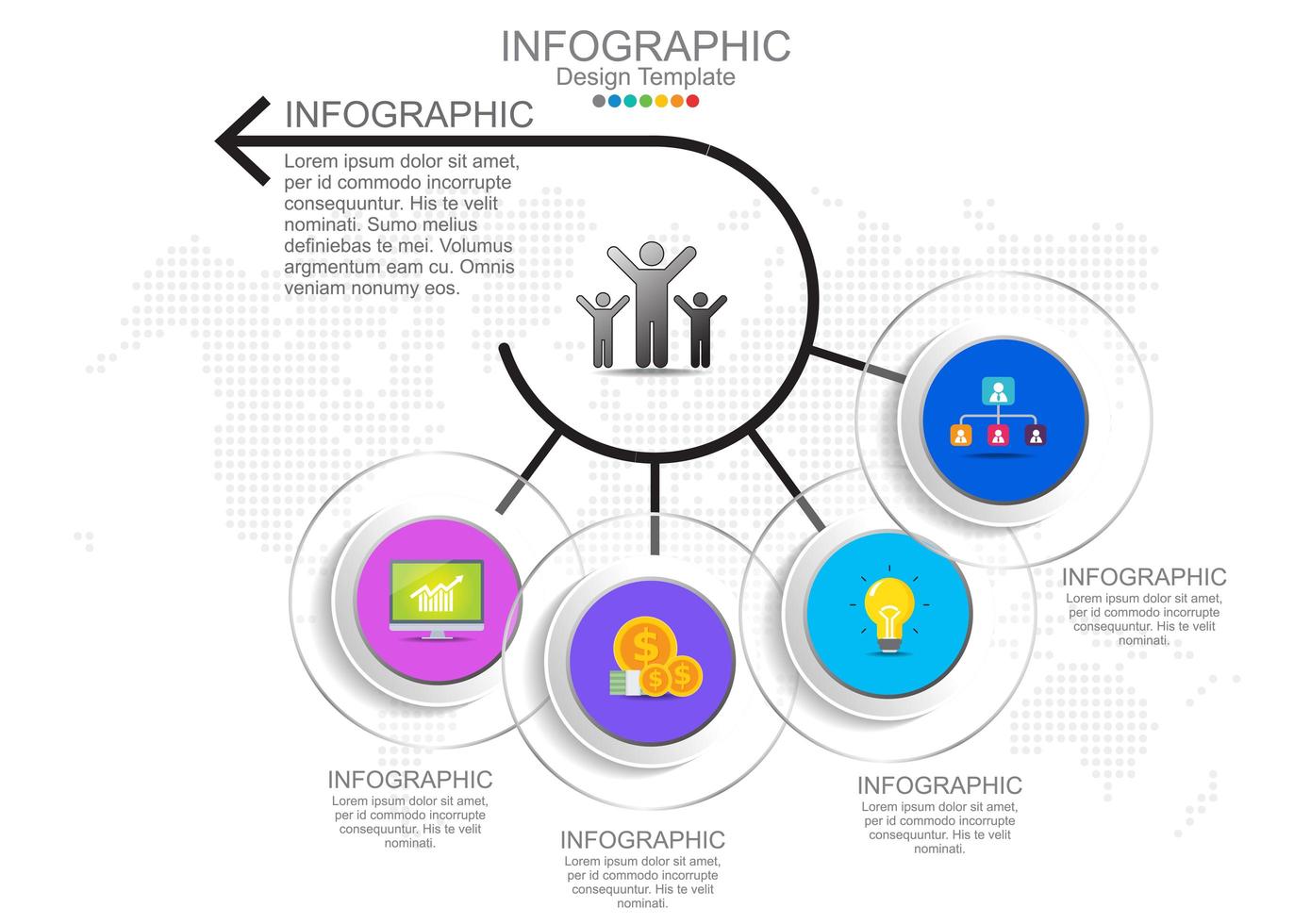 plantilla de infografía vectorial con cuatro opciones e iconos. vector