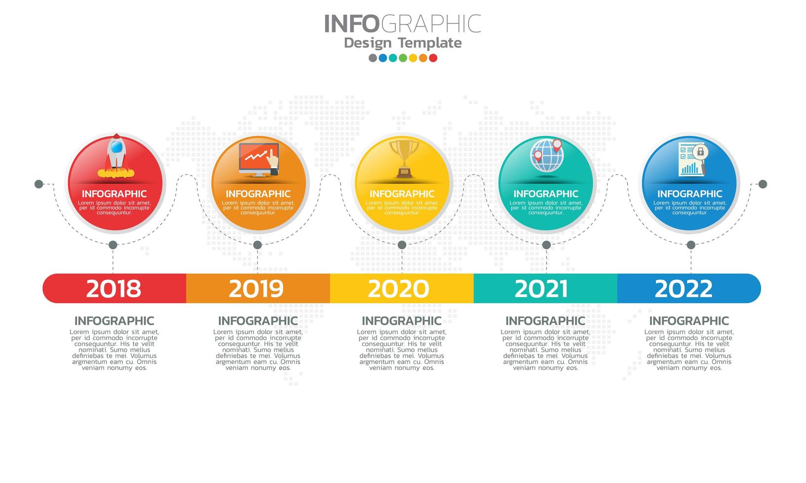 Business timeline infographic elements with 5 sections or steps vector