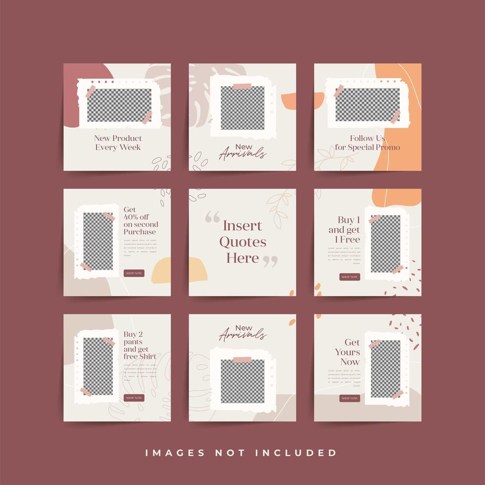 social media puzzle frame grid post template for fashion sale promotion Premium Vector