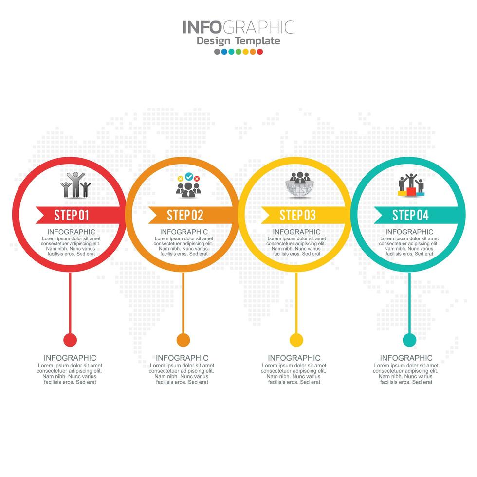 Business infographic elements with 4 sections or steps vector