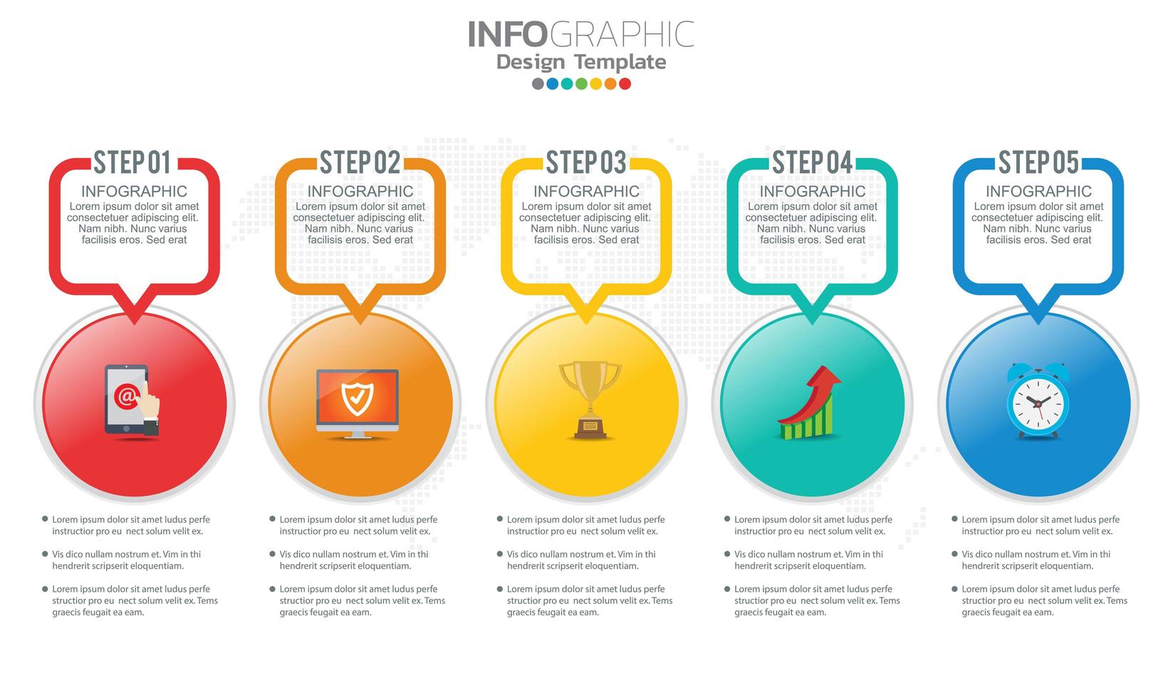 Elementos de infografía empresarial con 5 secciones o pasos. vector