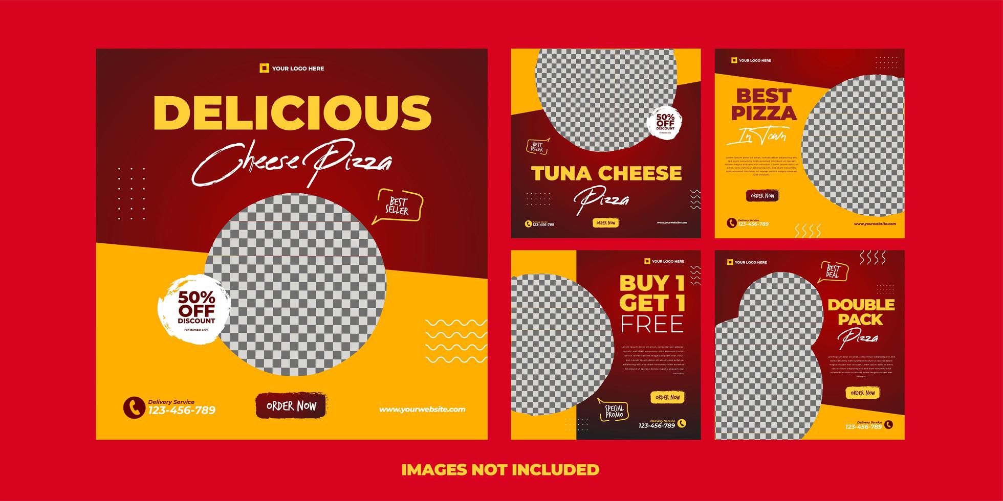 plantilla de pizza para publicidad en redes sociales vector