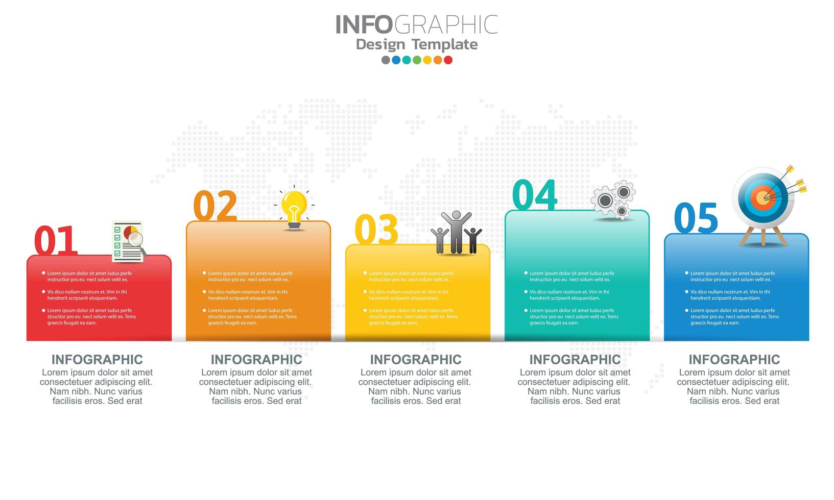 Elementos de infografía empresarial con 5 secciones o pasos. vector