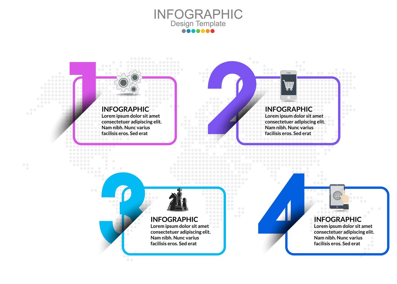 plantilla de infografía vectorial con cuatro opciones e iconos. vector