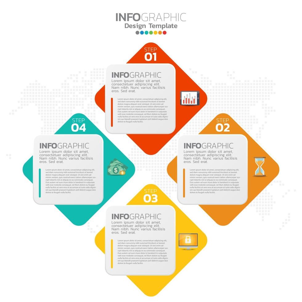 Elementos de infografía empresarial con 4 secciones o pasos. vector