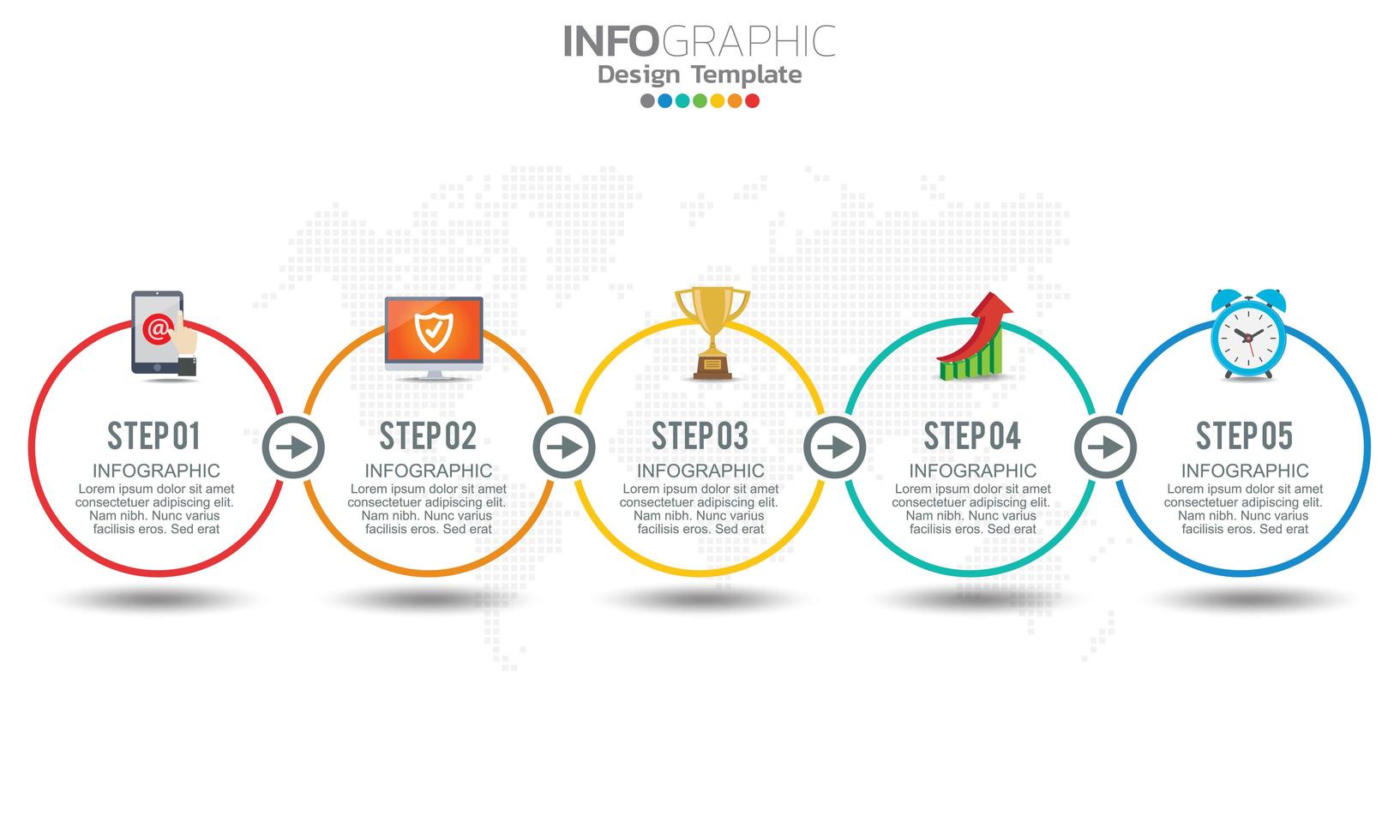 Elementos de infografía empresarial con 5 secciones o pasos. vector