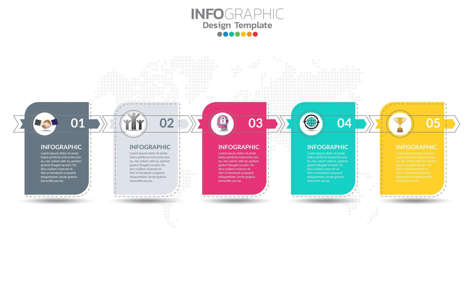 Timeline infographic template with 5 sections vector
