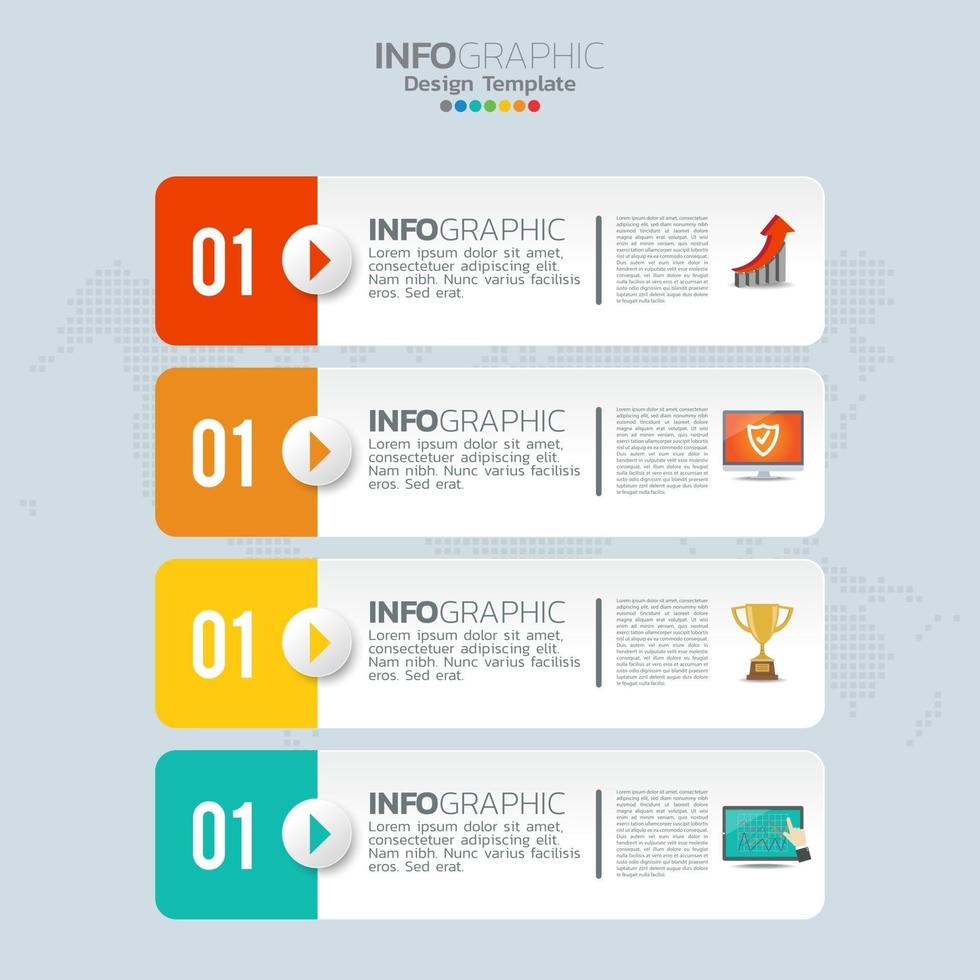 Business infographic elements with 4 sections or steps vector