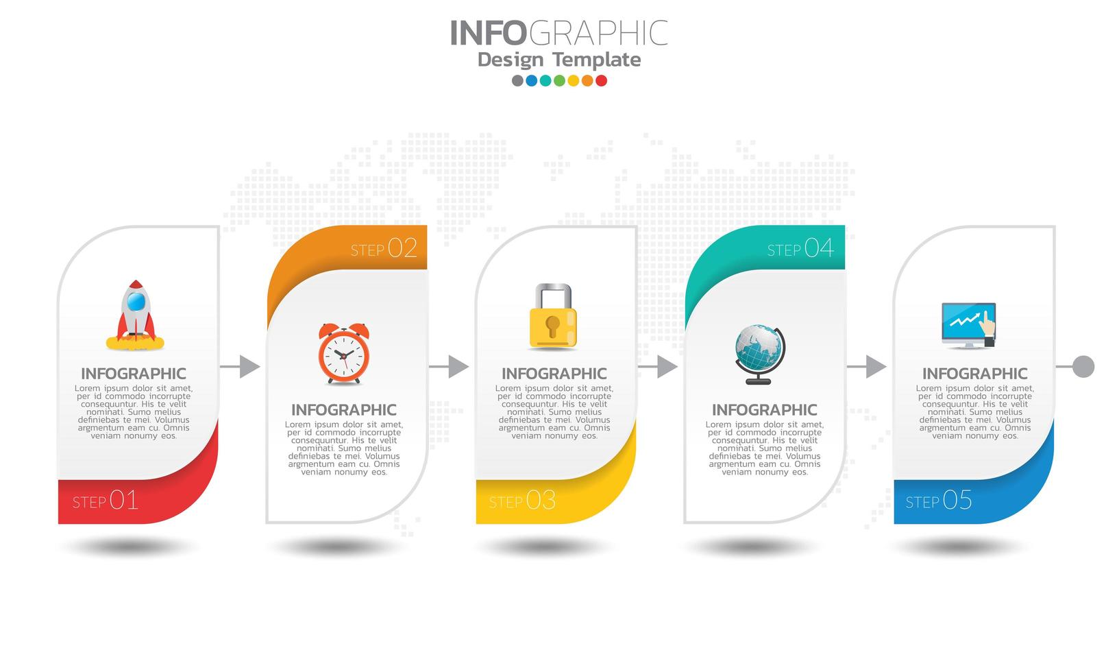 Business timeline infographic elements with 5 sections or steps vector