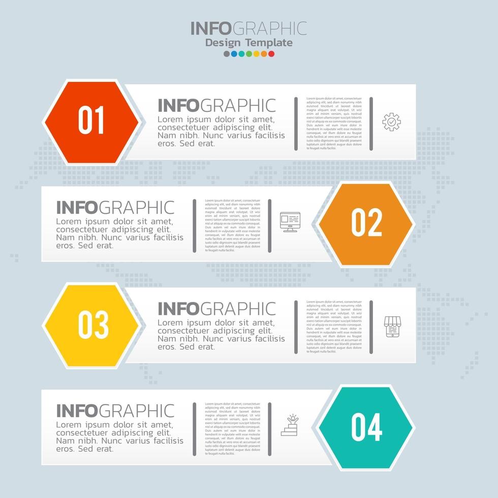 Business infographic elements with 4 sections or steps vector