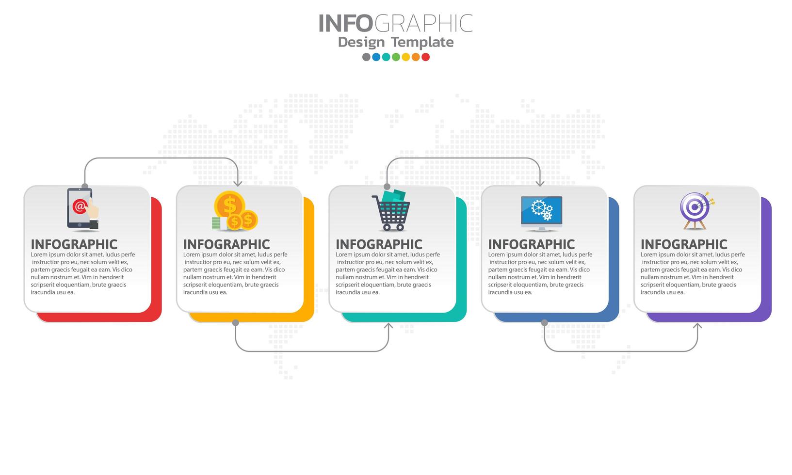 Timeline infographic template with 5 sections vector