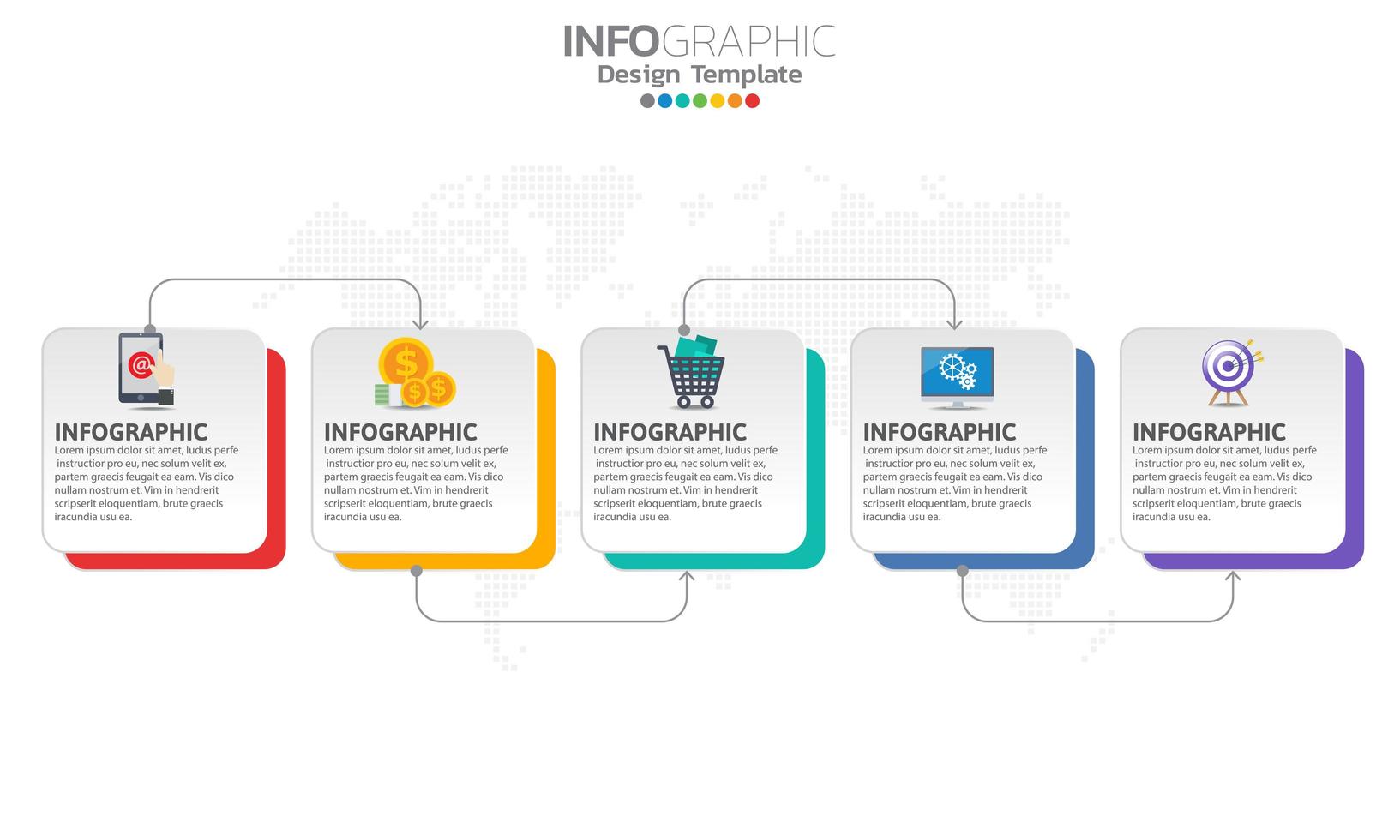 Plantilla de infografía de línea de tiempo con 5 secciones. vector