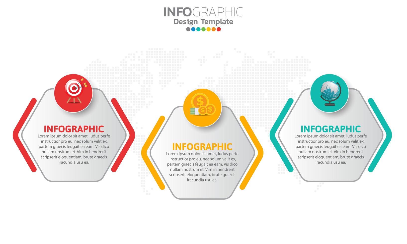 Timeline infographic template with 3 sections vector