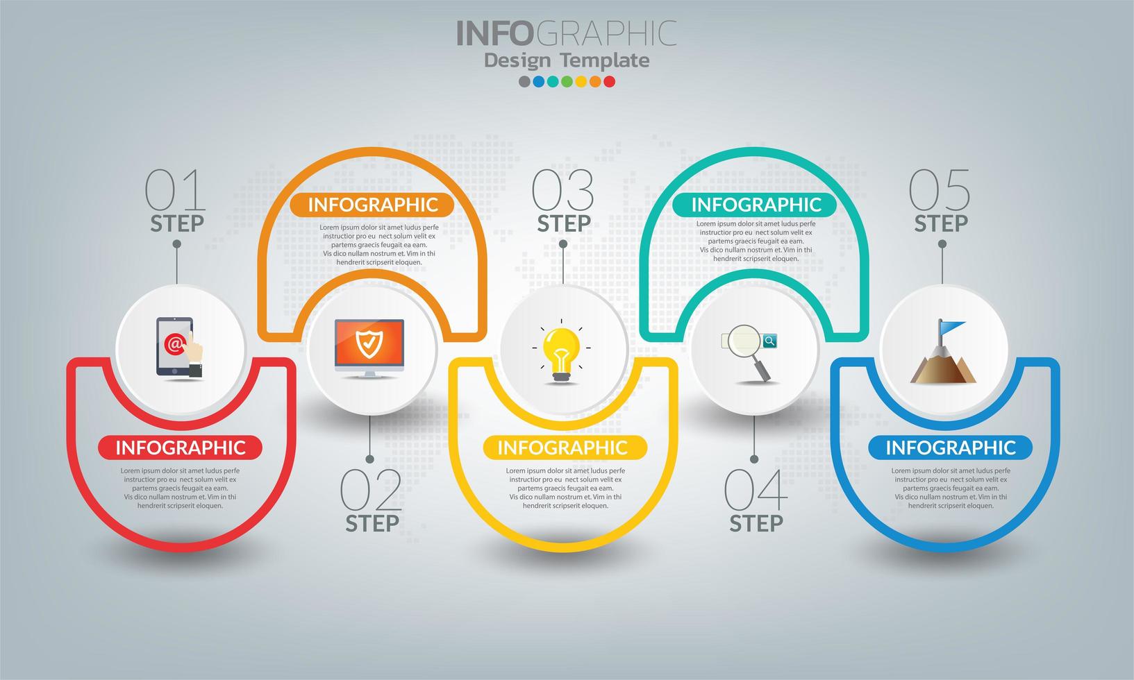 Elementos de infografía empresarial con 5 secciones o pasos. vector