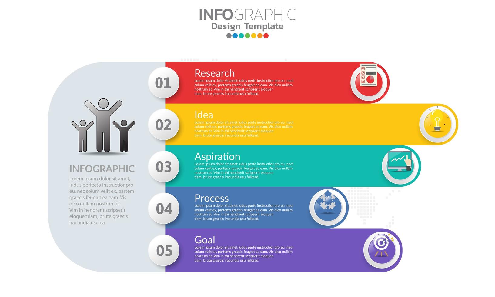 Timeline infographic template with 5 sections vector