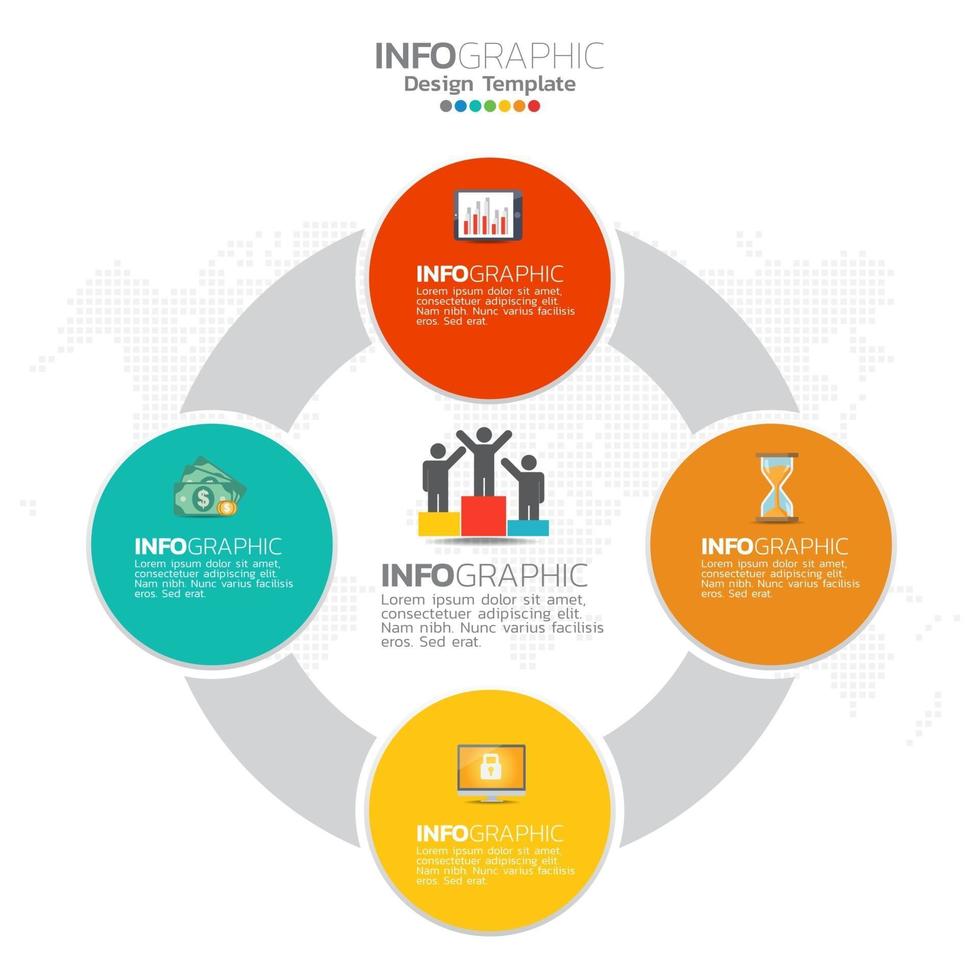 Business infographic elements with 4 sections or steps vector