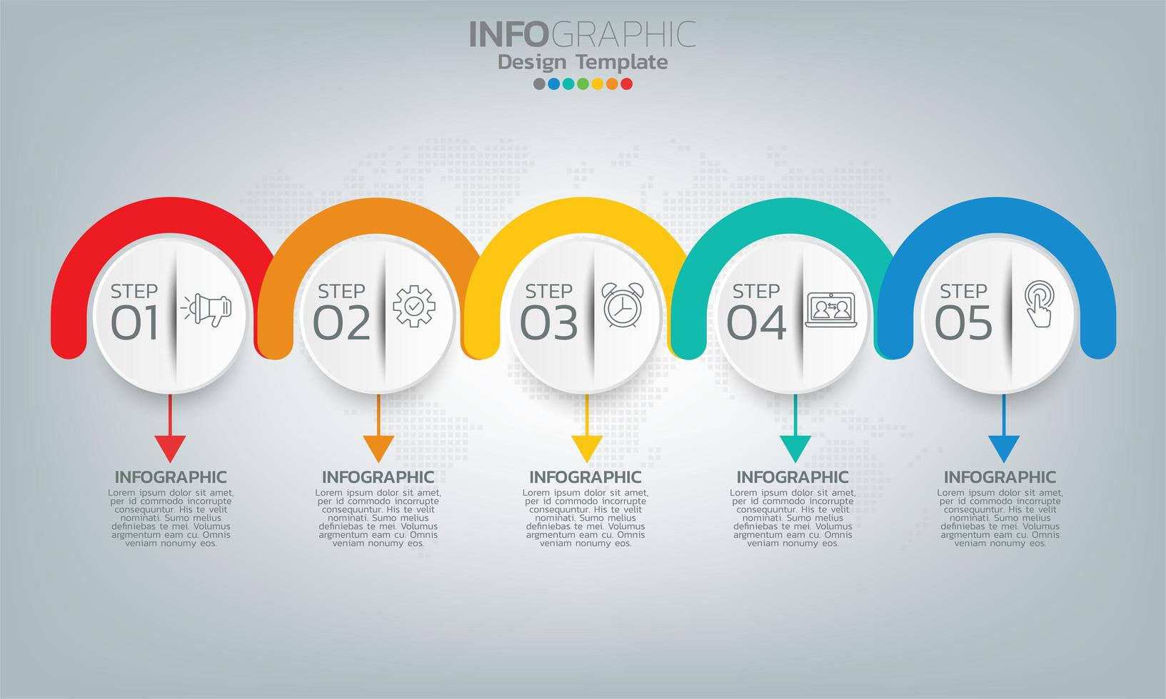 Business timeline infographic elements with 5 sections or steps vector