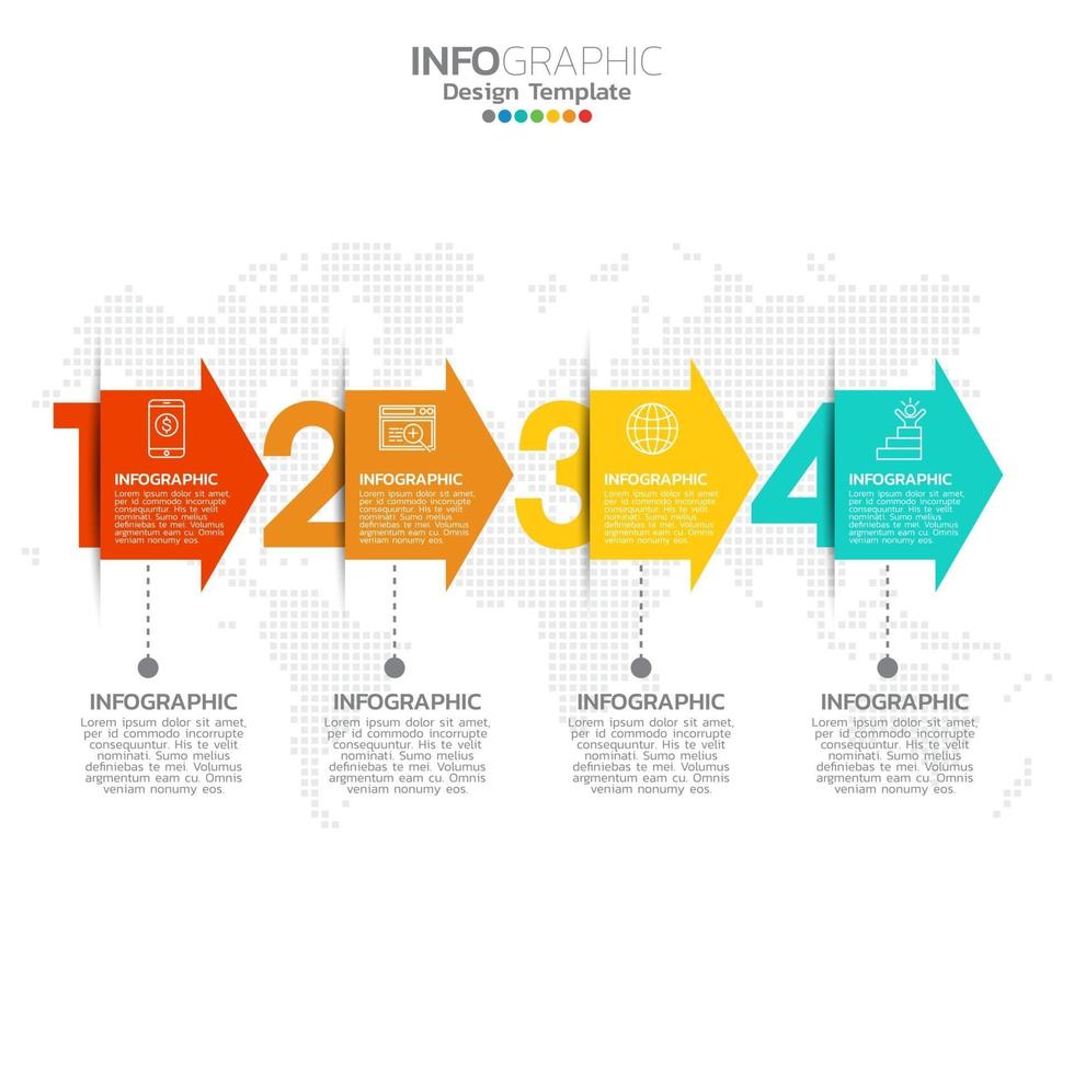 Business infographic elements with 4 sections or steps vector