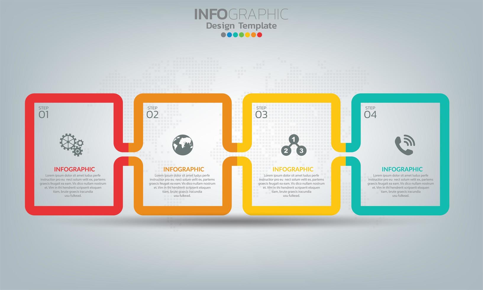 Business infographic elements with 4 sections or steps vector