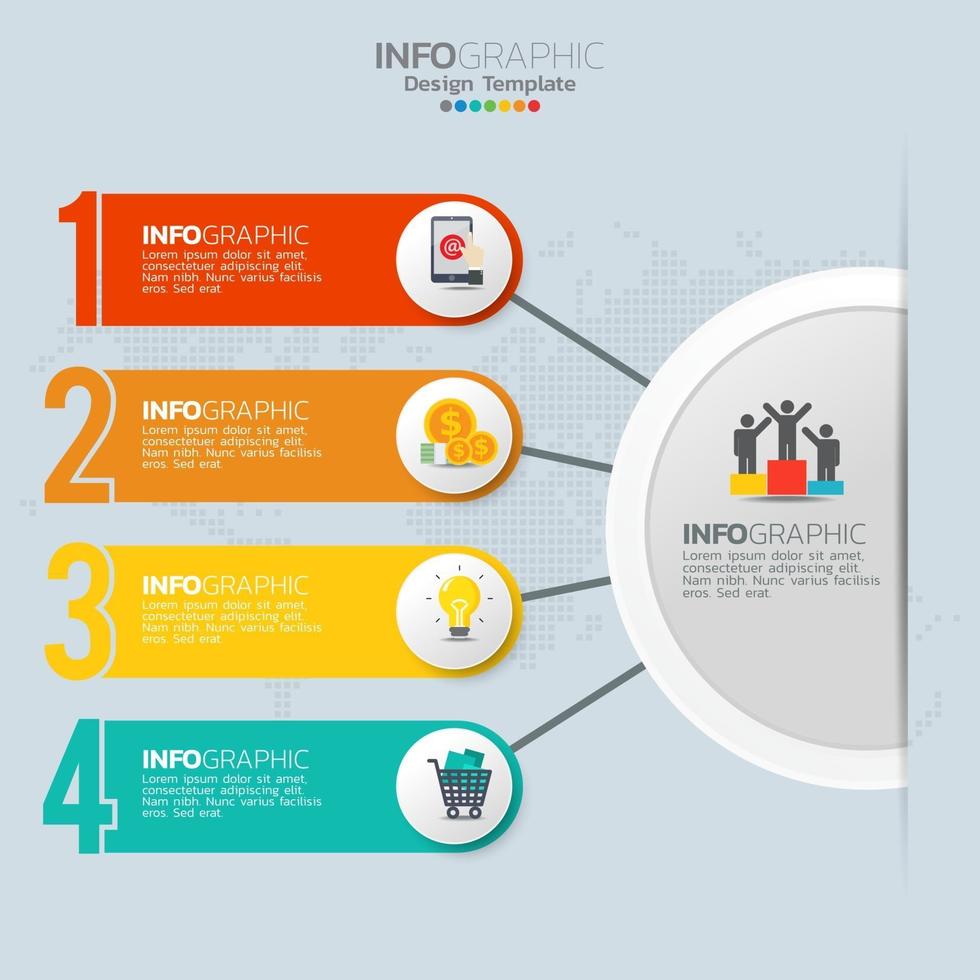 Elementos de infografía empresarial con 4 secciones o pasos. vector