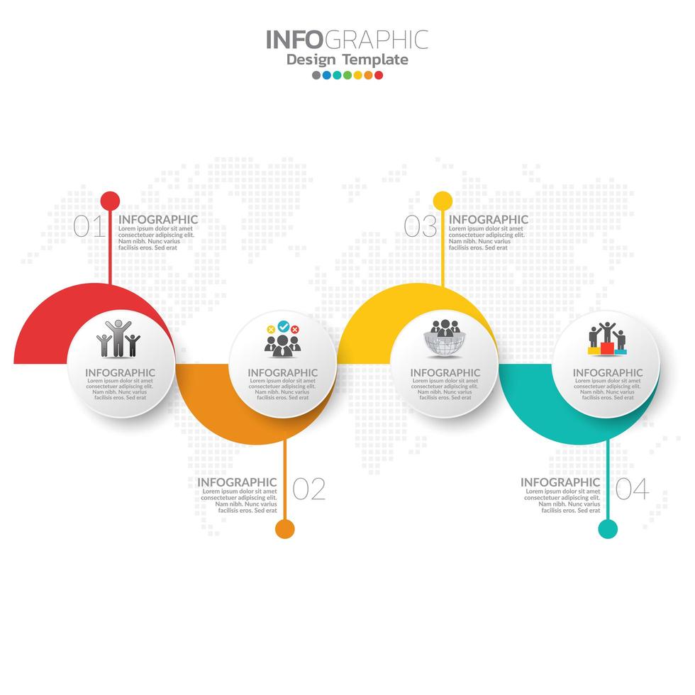 Business infographic elements with 4 sections or steps vector