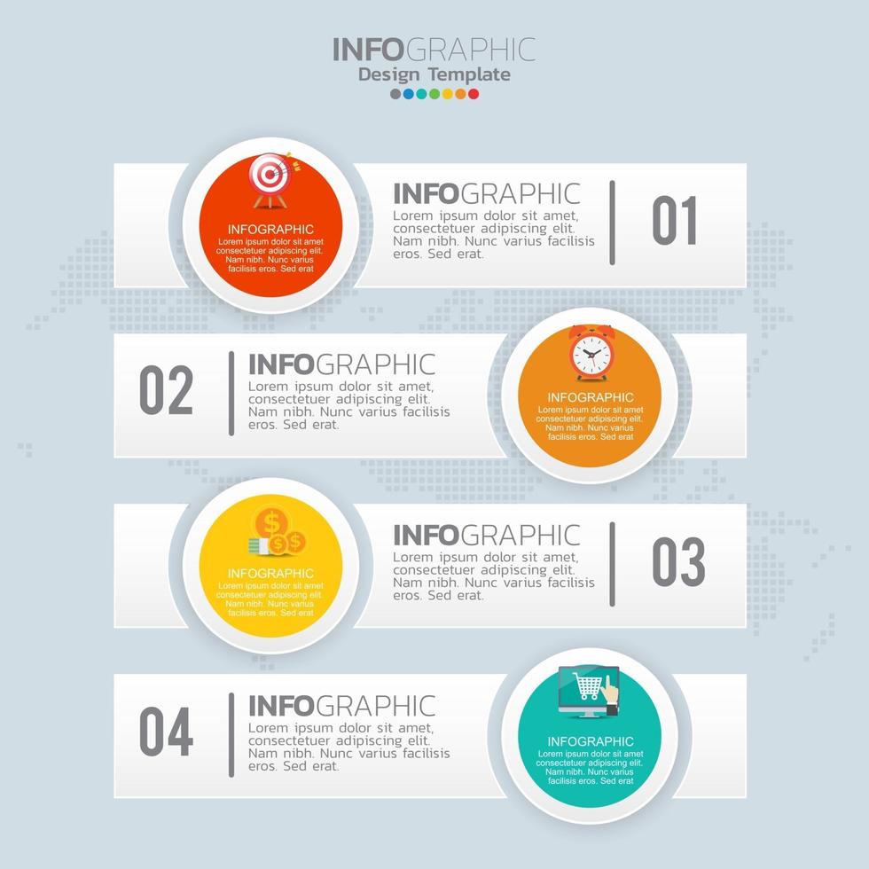 Elementos de infografía empresarial con 4 secciones o pasos. vector