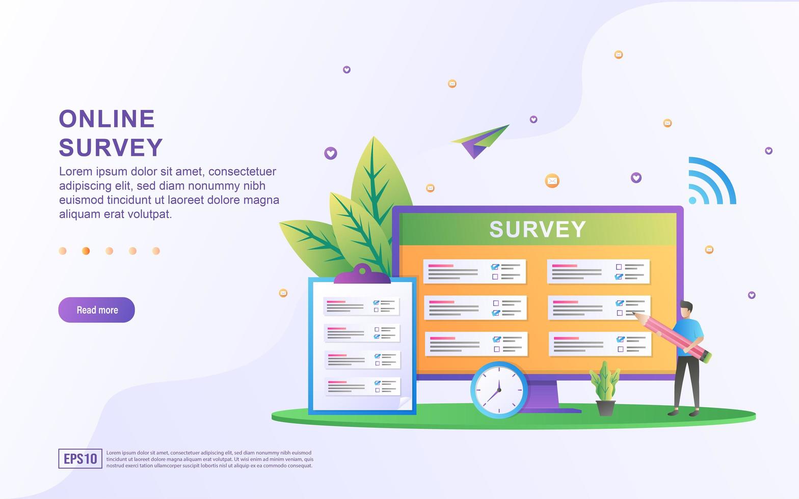 Illustration concept of online support. Question and Answer Survey Illustration Concept vector