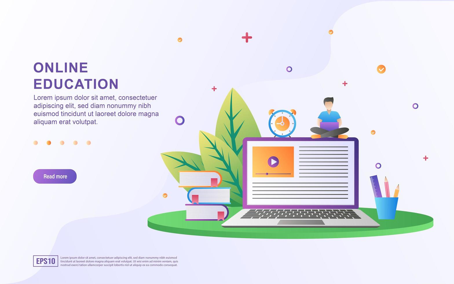 Illustration concept of online education. Online education, training and courses, learning. vector