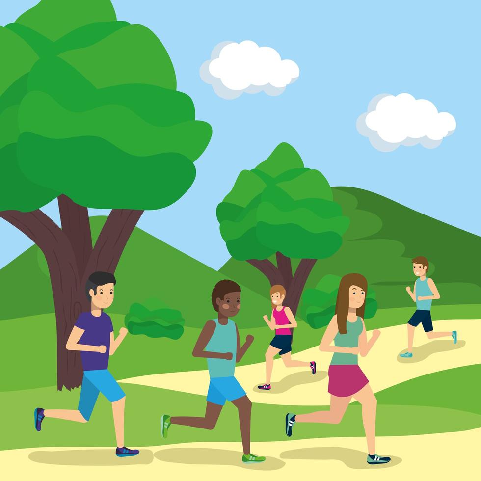 People doing outdoors activities vector