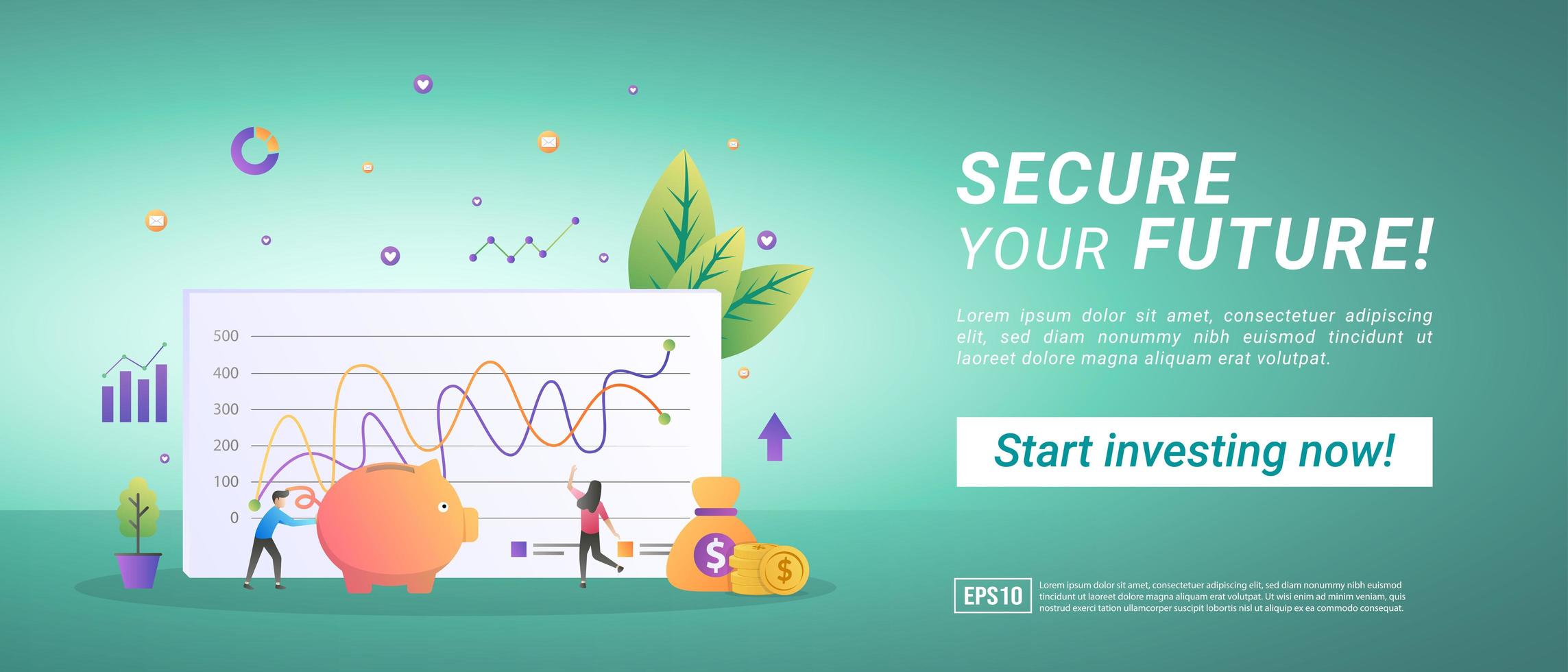 Investment and save concept. Save your future, create a brilliant future. vector