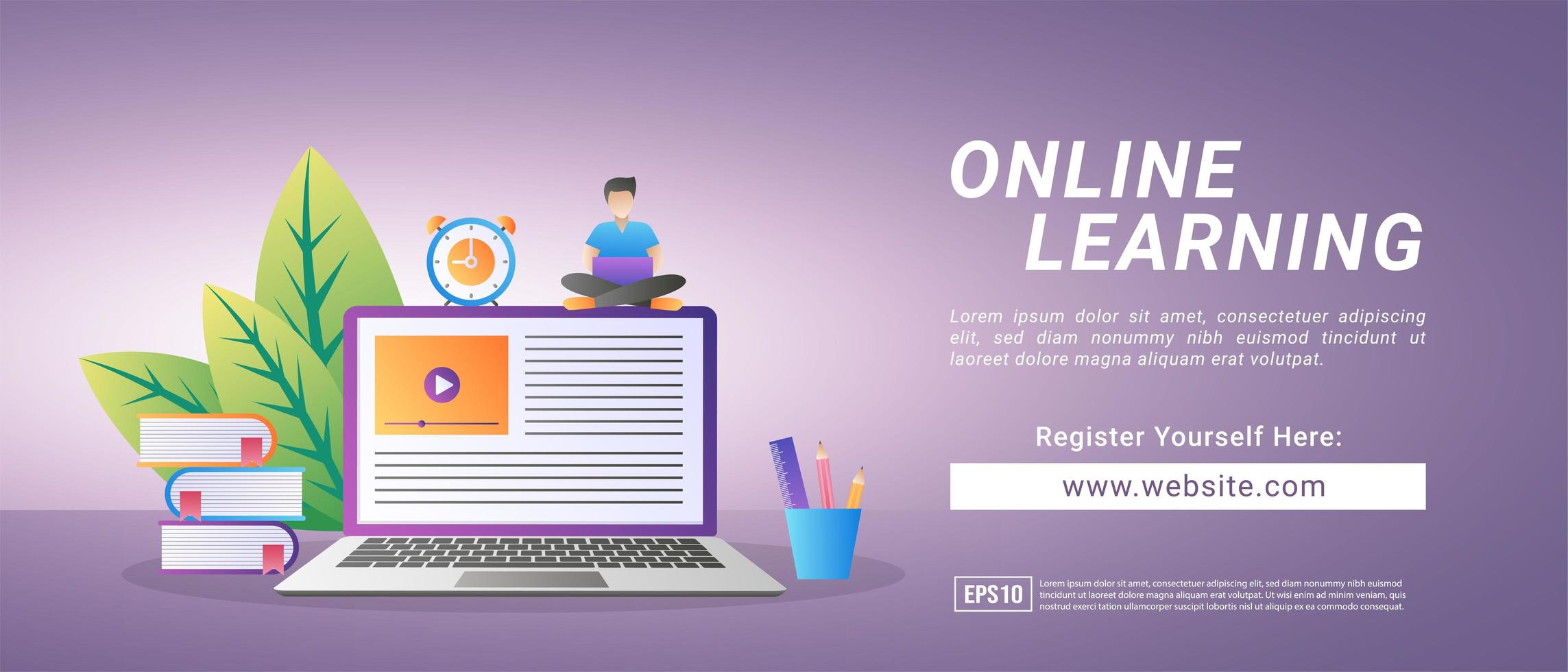 Online learning concept. Register for courses and study online. Digital education. vector