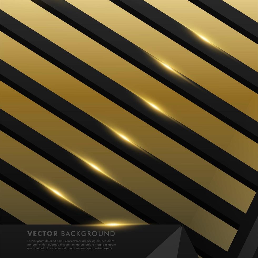 Gray black polygon with gold light effect background vector