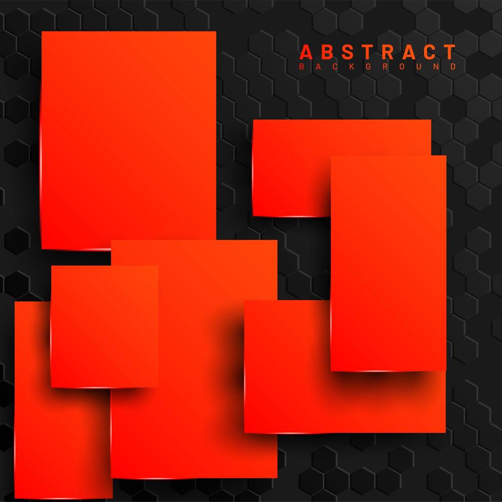 Fondo de cuadrados naranja geométrico abstracto 3d vector