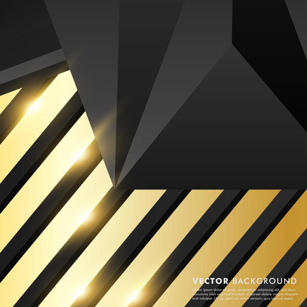 Black gray polygon with gold light effect background vector