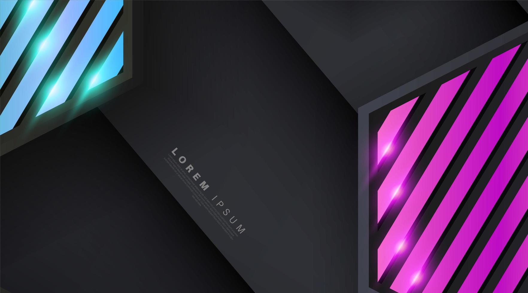Black gray hexagon shapes with blue and pink stripes background vector