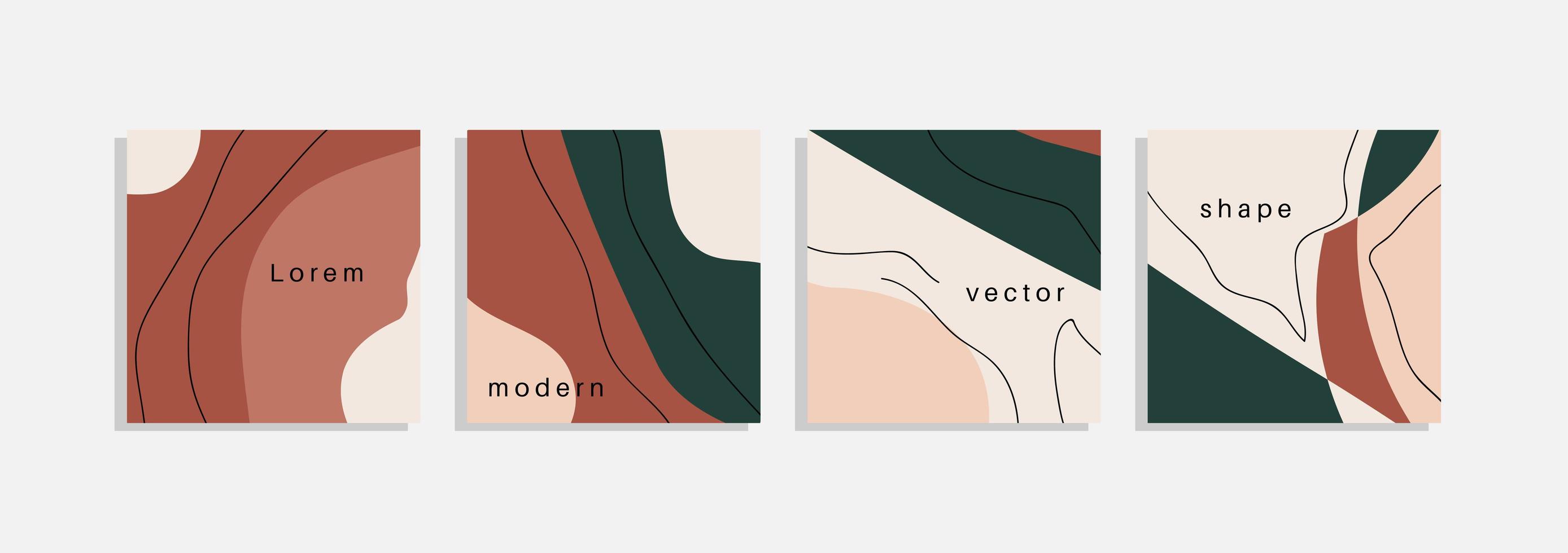 Vector set of minimal backgrounds with abstract organic shapes, hand draw line and sample text. Contemporary collage. Minimal stylish cover for branding design.