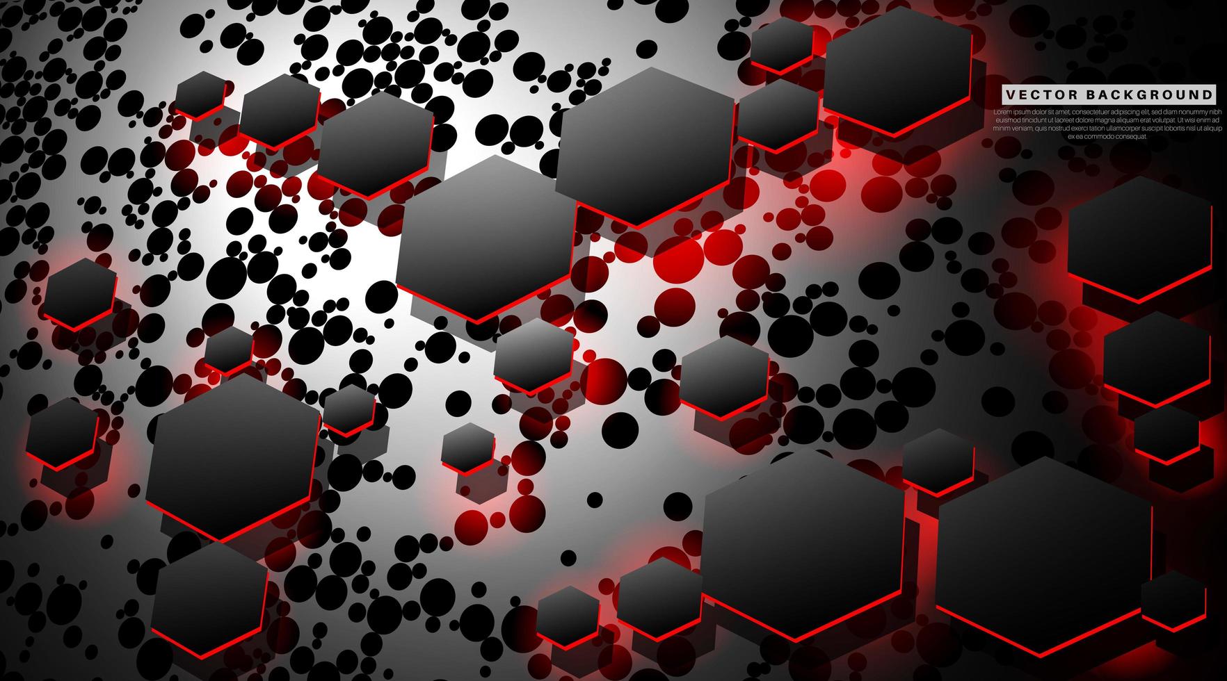 perspectiva de fondo hexagonal con luces rojas vector