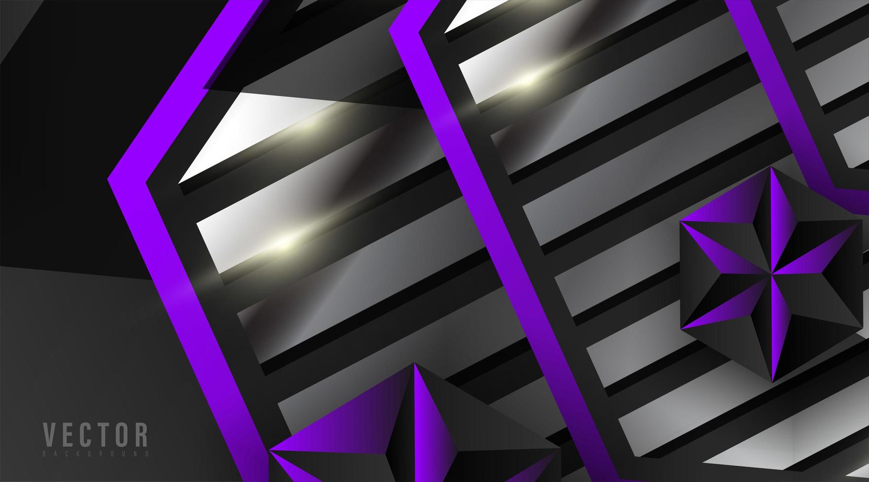 Abstract geometric silver and purple shapes background vector